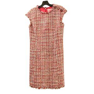 KATE SPADE~TEXTURED TWEED DRESS~Knee Length Short Sleeveless Pink SIZE 6